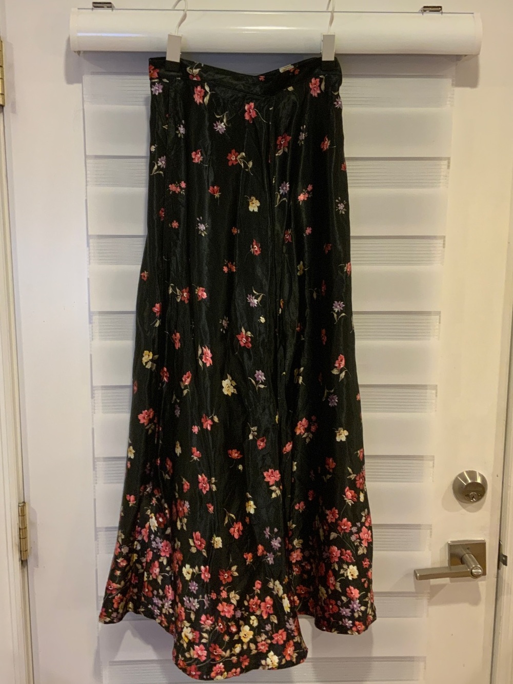Black Floral Maxi Skirt with Mixed Color Blooms Sz 5
